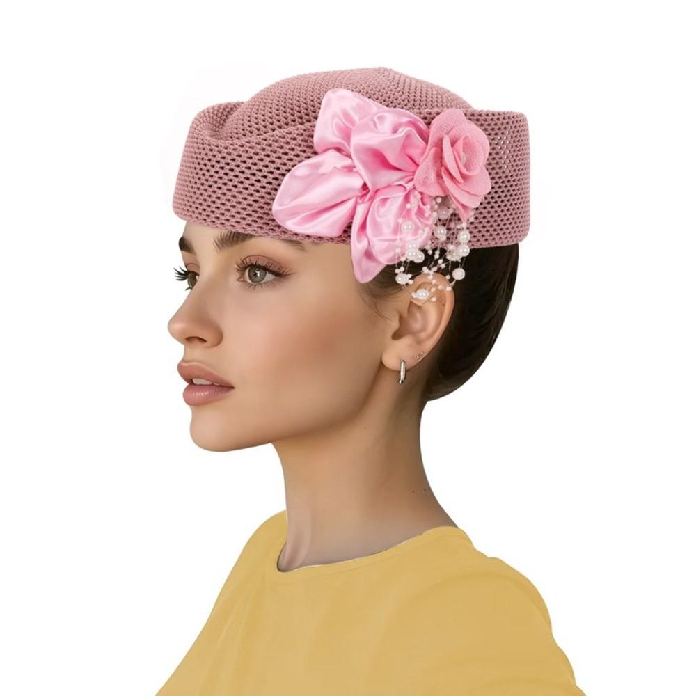 With Flower Brimless Cap Structured Crown Painter Hat New Straw Pillbox Hat Daily Outfits