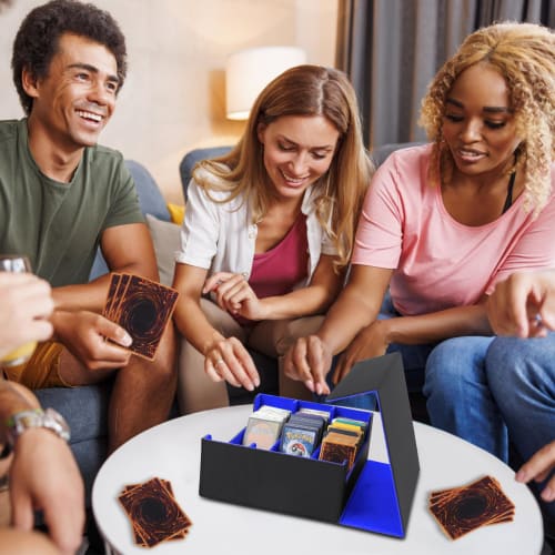 ZWSJLC Deck Case, Card Storage, Large Capacity, PU Leather, Trading Card Storage Box with 24 Dividers and Card Stoppers, Compatible with MTG and Other