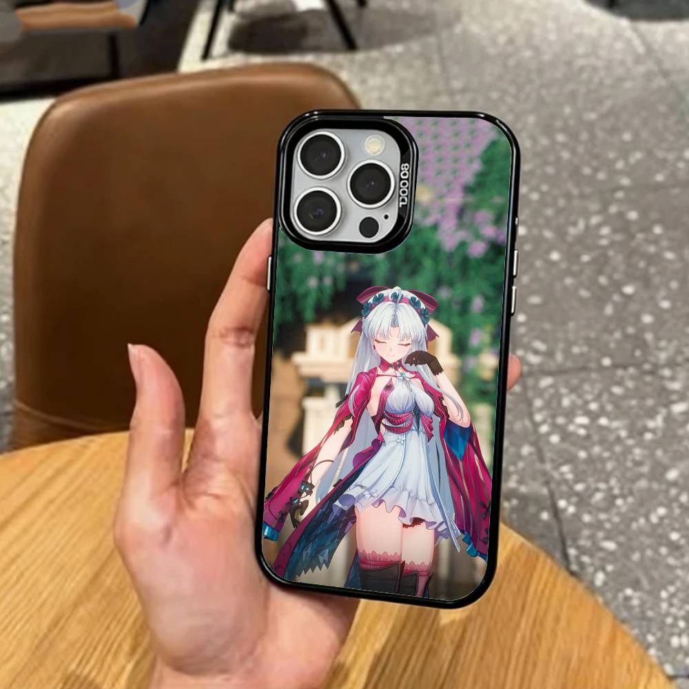 

W-Wuthering Waves C-Carlotta Phone Case For iPhone17,16,15,14,13,12,11 Plus,Pro Max Colored Silver Plated Inside Cover iPhone16pro