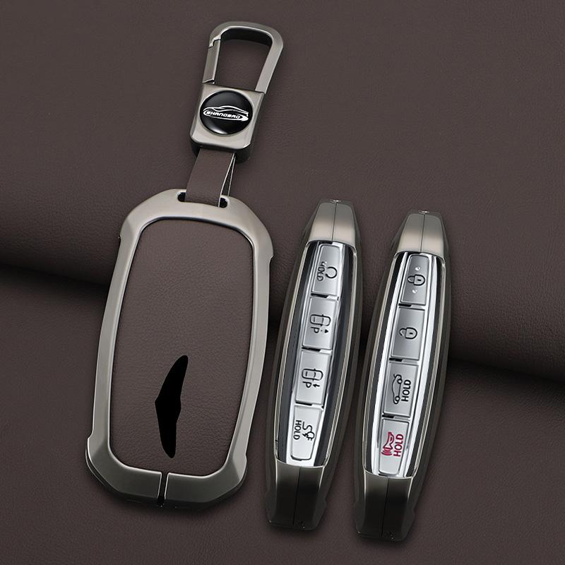 Interior Mouldings Car Key Cover Remote Case For Hyundai Genesis G80 2023 2024 2025 G70 G90 G90RS4 GV60 GV80 Zinc Alloy Keychain