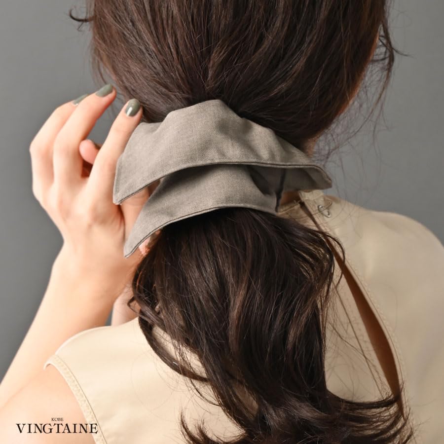 VINGTAINE Square Gorgeous Hair Simple Hair Elegant and Casual for Scrunchie, Shape, Tie, Accessory, Adults, HS-208-BK