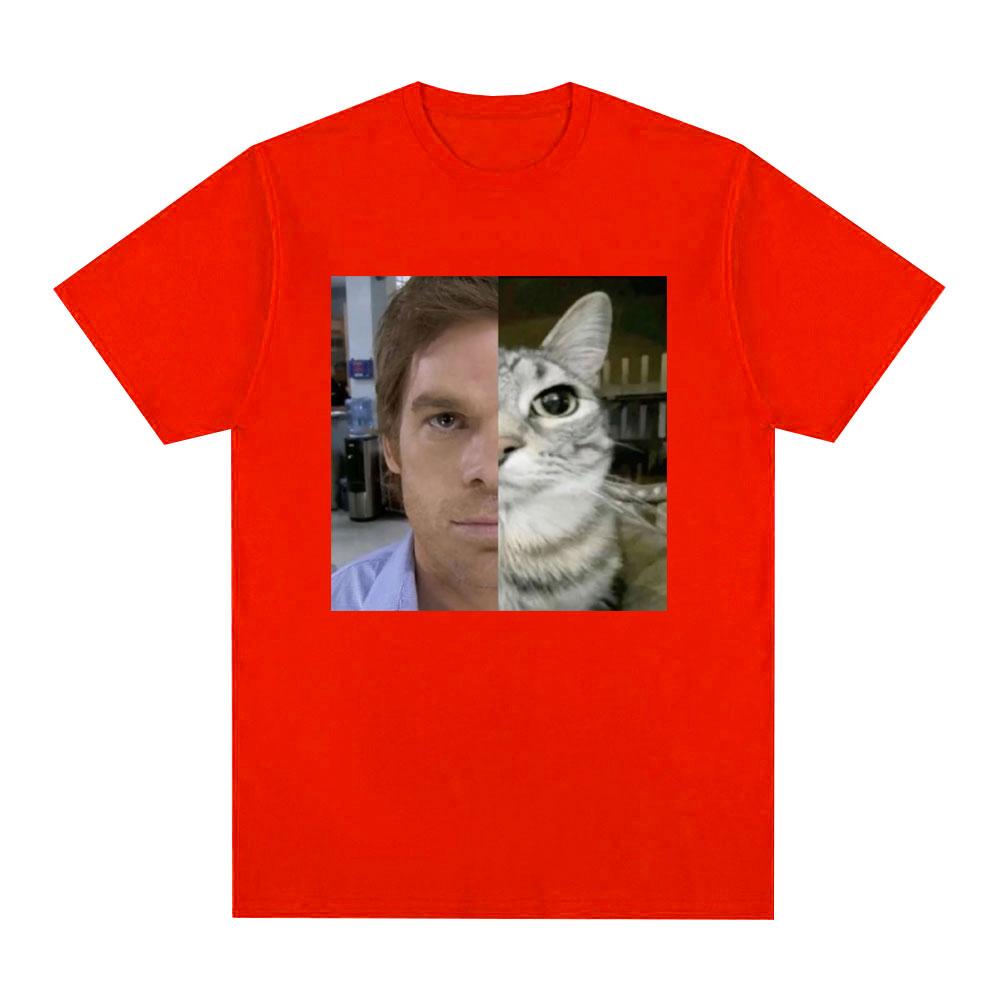 Dexter Morgan Funny Cat Meme T-shirts Cotton Short Sleeve O Neck T-shirt Unisex Streetwear Mens Clothes Harajuku Tee Shirt Tops