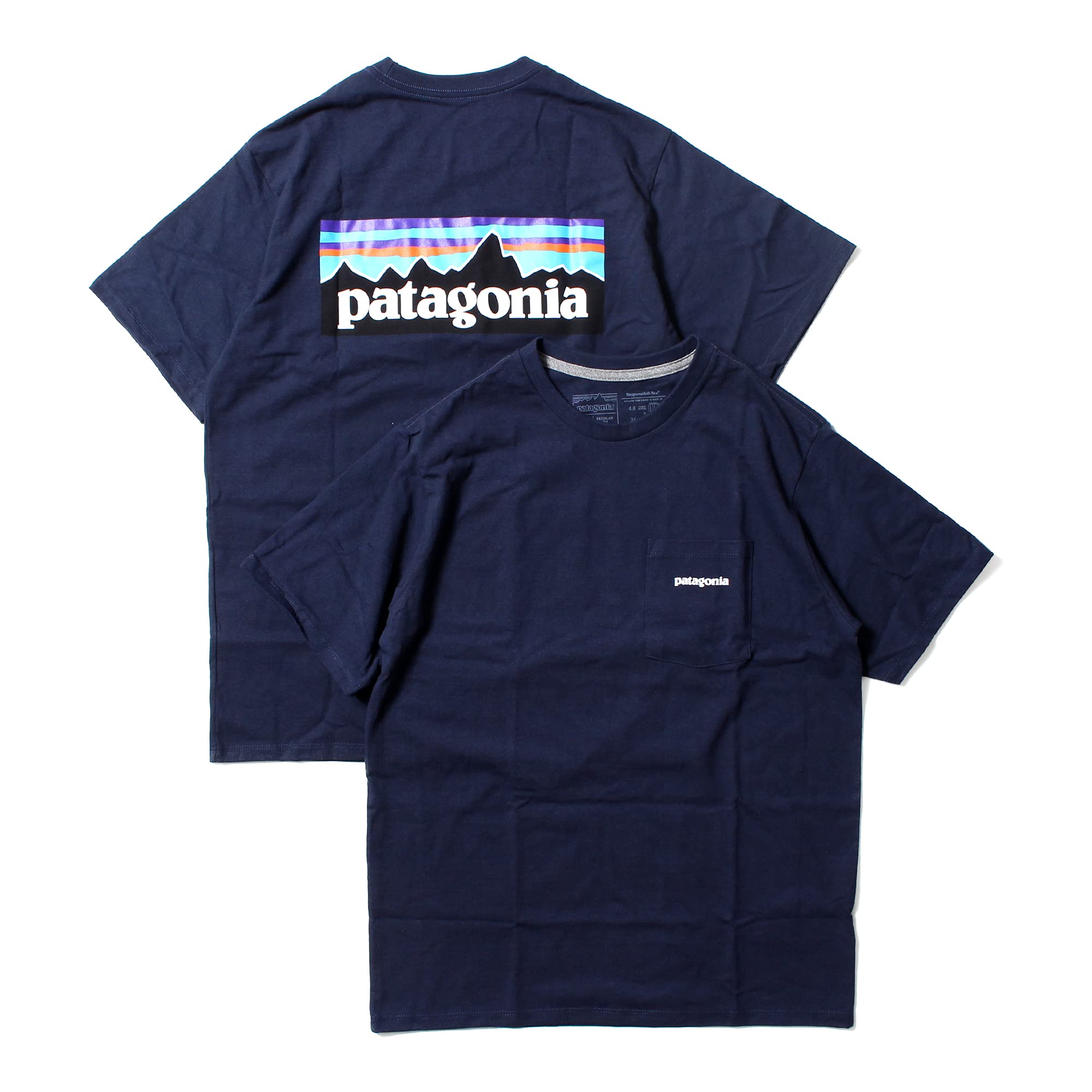 

для МУЖЧИН P 6 ЛОГО КАРМАН RESPONSIBILI TEE размер КЛАССИЧЕСКИЙ ТЕМНО-СИНИЙ [Patagonia] Футболка с коротким рукавом мужская, белая, 38512, S, [Б/у]