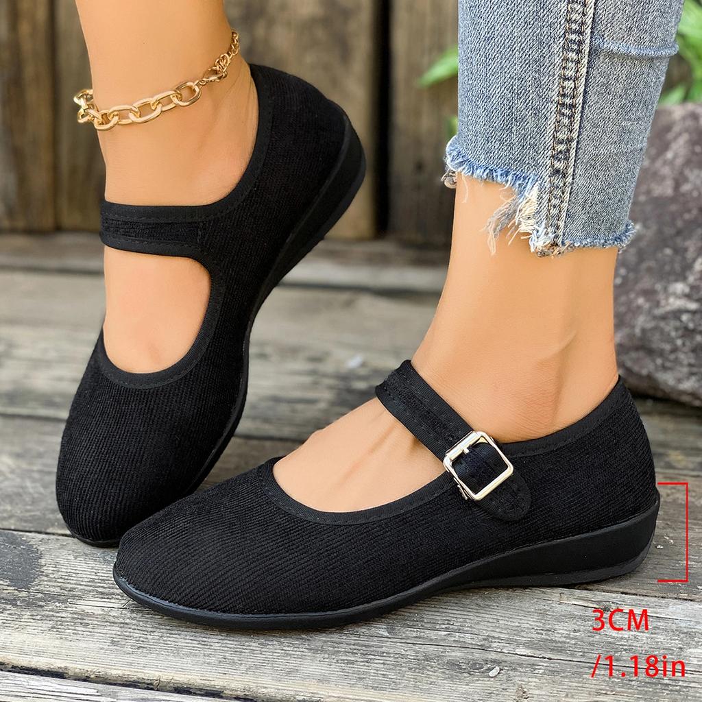 Fashion Women Flats Comfort Soft Sole Casual Walking Loafers Brand Designer Round Toe Mary Jane Shoes Woman Buckle Ballet Shoes Women