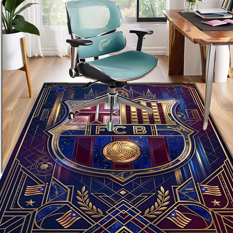 Tappeto con Motivo Calcio FC Barcelona, Tappetino Interno/Esterno, per Picnic, Sala Giochi, Camera da Letto, Ufficio, Soggiorno, Tappeto Decorazione Casa, Regalo di Compleanno