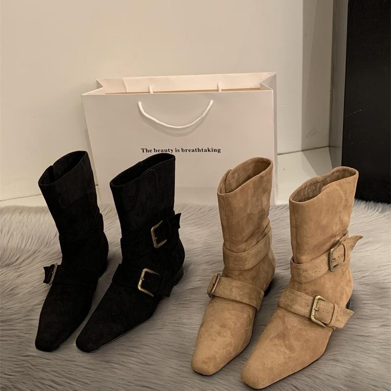 [Fanfuna] 2025 Autumn New French Retro Western Boots Early Autumn Foreign Style Fried Street Wide Mouth Small Short Boots Women