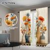 2PCS Vintage Curtains, Vase Floral Oil Painting, Digital Print, Bedroom Living Room, Office, Kitchen, Window Treatment