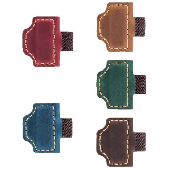 Personalized Magnetic Bookmark Faux Leather Page Holder with Pen Clip Retro Logo Bookmark for Journals Notebooks Book