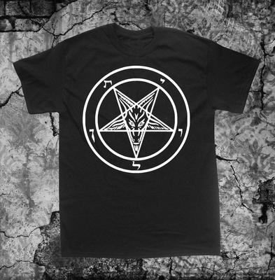 230 Gsm 100% Cotton Pentagram T Shirt Punk Diy Occult Gothic Evil Satan Goat S Head Baphomet Satanic Goat Skull Voodoo Metal Devil Witchcraft Wicca De
