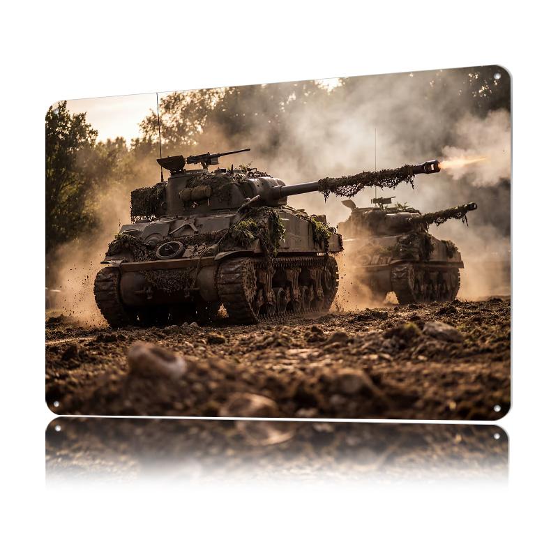 Military Tanks In Action Metal Poster Customized Wall Art Retro Vintage Tinplate Signs for Decor Room Decoration Gaming House