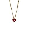 Titanium Steel Simple Retro Enamel Heart Necklace Fashionable Commuter Three-Dimensional Love Pendant Stainless Steel Collarbone Chain