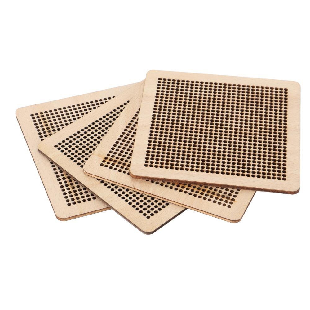 4pcs Wooden Wooden Stitching Board Hollow Design Embroidery Stitch Board  Embroidery Work