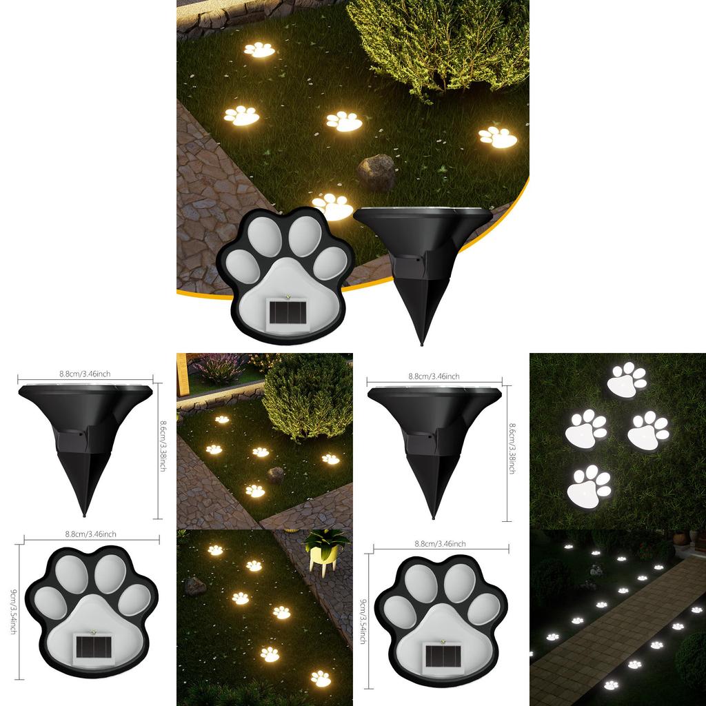Solar Dog Paw Garden Light With Led Lamp For Outdoor Yard And Pathway Decor