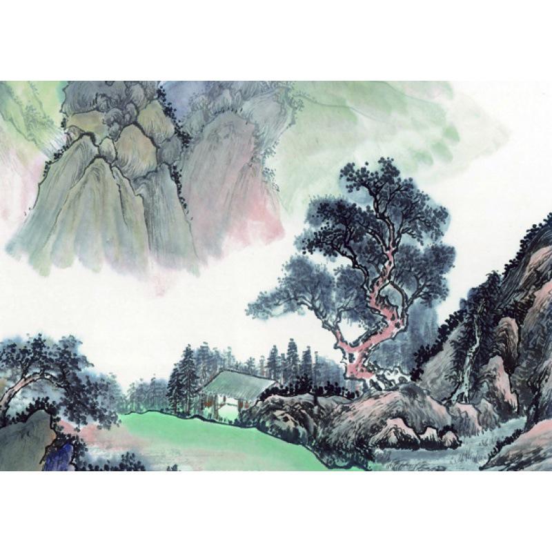 

Framed Ink Wash Landscape Poster: Decorative Kraft Paper Wall Art White card paper (non-adhesive) 30*42 cm