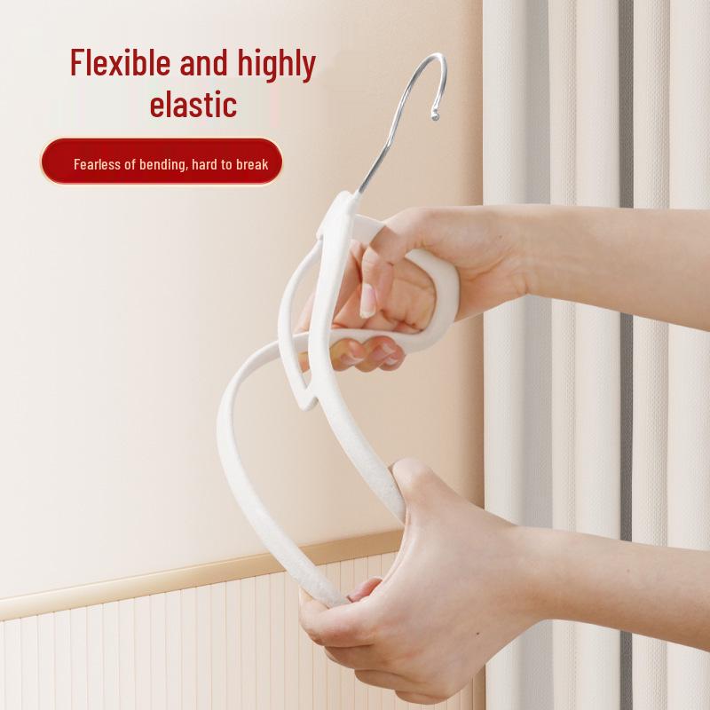Translucent Flocked Anti-Slip Adult Clothes Hanger for Home Storage
