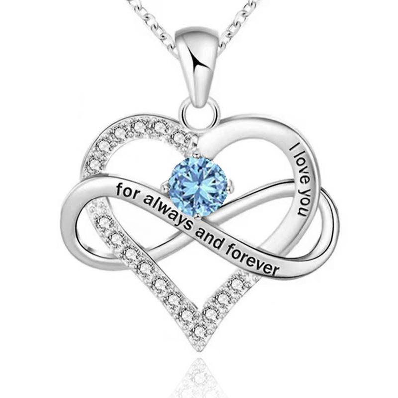 Sterlingsilber Zirkon Herz "Ich liebe dich" Halskette - Vielseitiger Modeschmuck