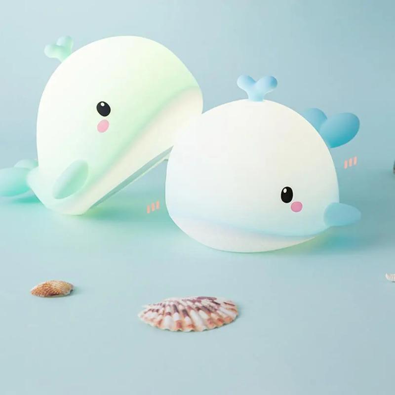 2026 New Rechargeable Whale Silicone Night Light, Tap Control Dimmable LED Lamp for Kids Room, Baby Sleep Companion