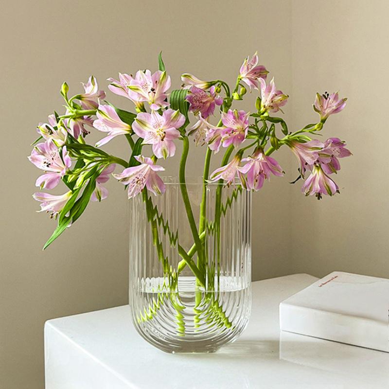 1PC Transparent Vase Decorative Ornament Flower Bucket Household Flower Pot Hydroponic Ware Imitation Glass 5 Styles