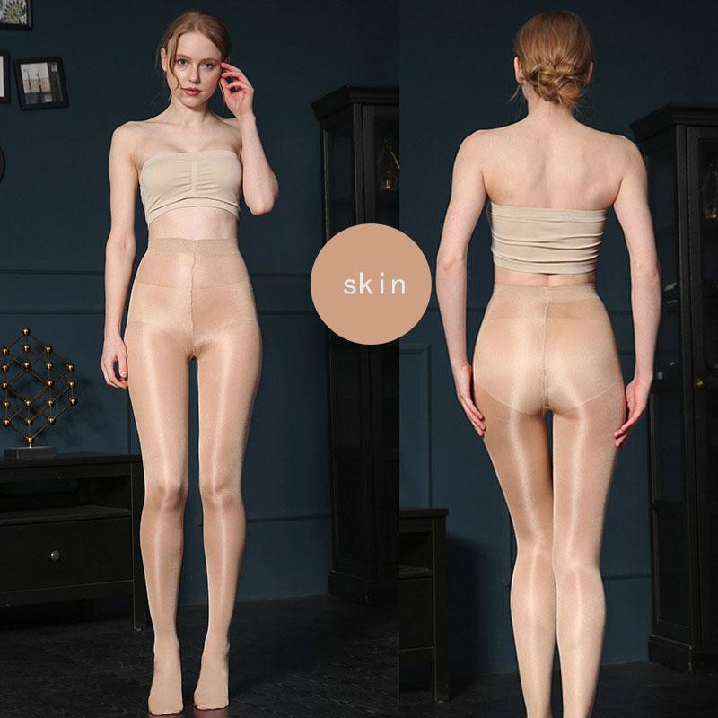 

50D Women Stirrup Slim Shaping Tights Shiny Oil Glossy Pole Dance Aerobics Reflective Stockings Lingerie Collant Sexy Pantyhose One Size
