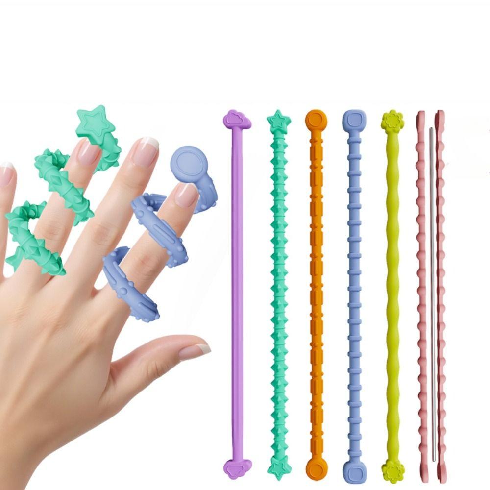 6Pcs Pressure Relief Fingertip Sensory Ring Educational Flexible Fidget Sticks  Airplane