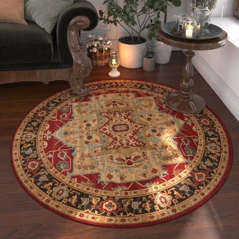 Retro Circular Carpet Home Bedroom Living Room Sofa Coffee Table Room Thick Floor Mat Carpet Chair Mat