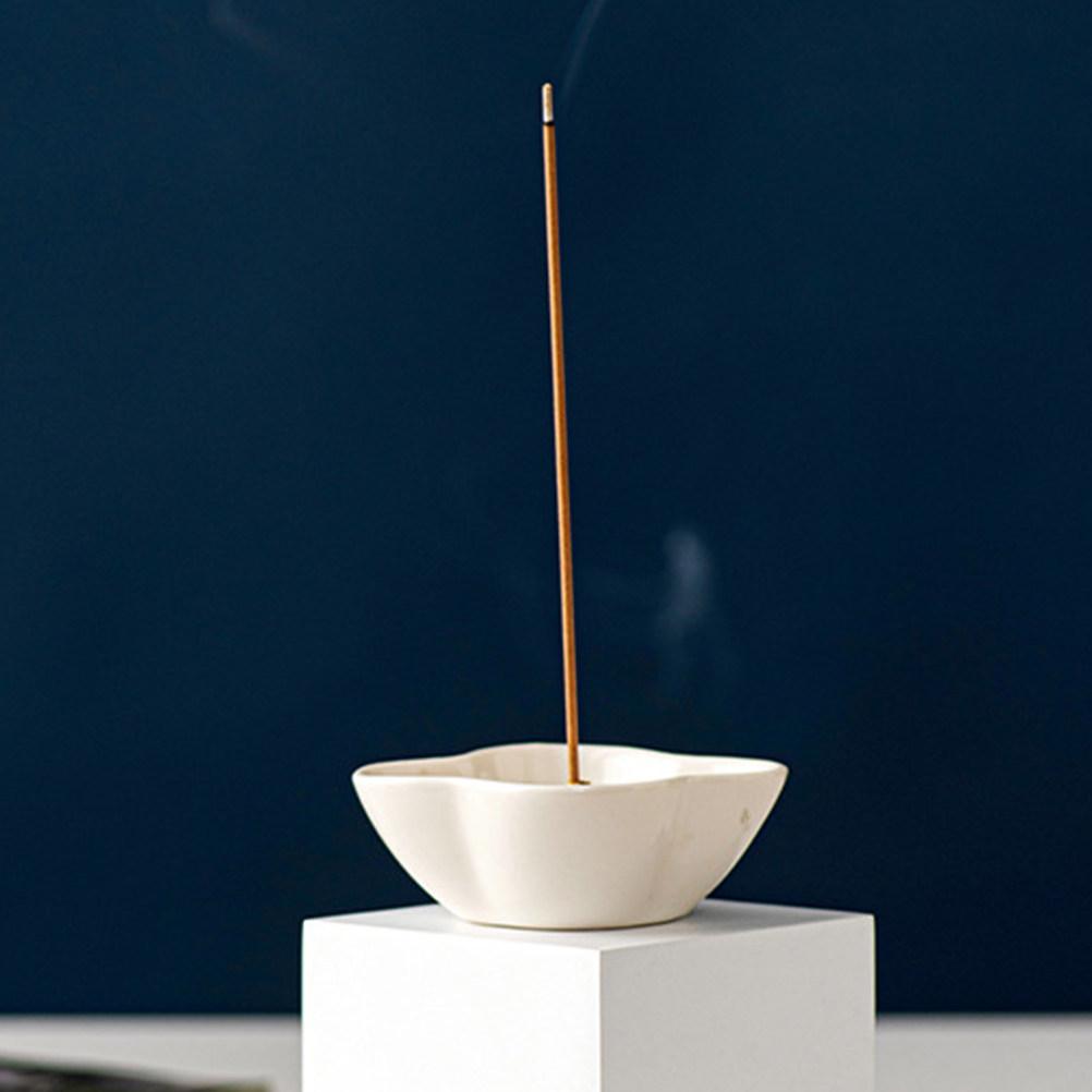 Four Leaf Ceramic Incense Stick Burner Compact Decorative Censer Ornament Incense Holder for Home Office Bedroom Aroma