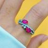 2025 Xiaohongshu Women's Ring with Natural Sapphire and Ruby Gemstones