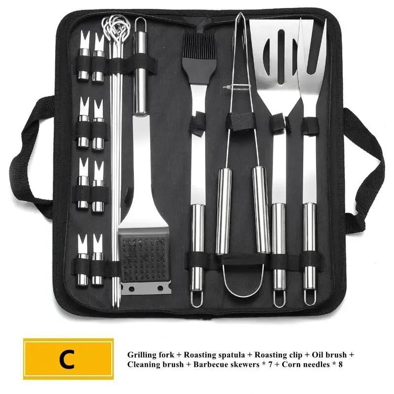 Stainless Steel Grill Set Outdoor Household Barbecue Combination Oxford Cloth Bag Barbecue Utensils Barbecue Tools