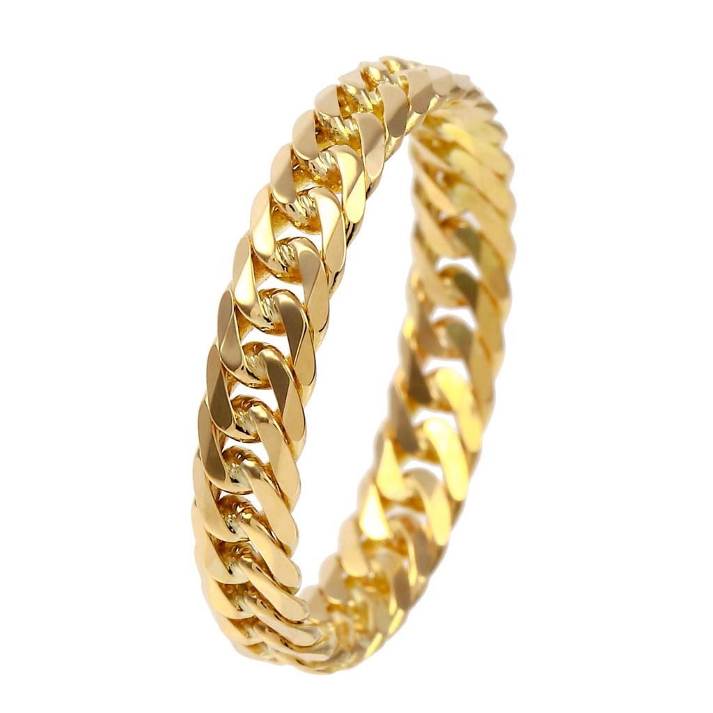 18K Gold Double Curb Chain Made In Japan Inner Diameter Outer Diameter [FAIRY CULLET] Ring, 6-Sided Ring, Thin, (Size 15, 17.66mm, 20.4mm)