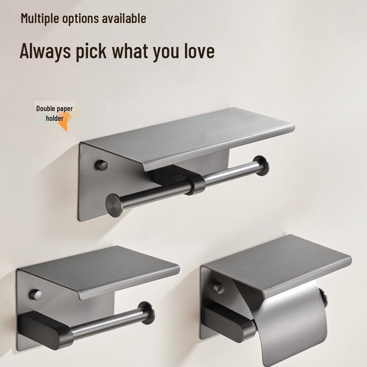 Stainless Steel Bathroom Tissue Holder with Phone Shelf