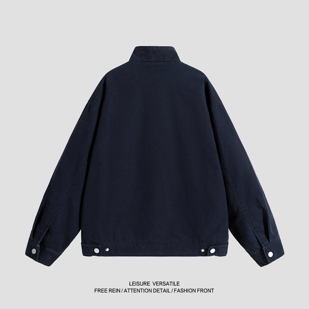 Pure Cotton Jacket for Men's New Work Jacket American-style Washing and Old Standing Collar Men's Spring and Autumn Clothing