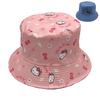 Cat Cartoon Printed Adult Kuromi Reversal Embroidered Bucket Hat, Casual Bowl Hat, Sun-Protection Sunshade Hat