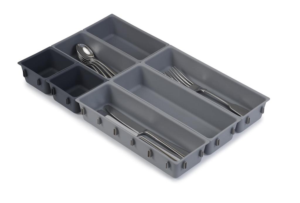 Joseph Joseph Drawer Storage Trays, Gray, Blox Silicone, 85199, 7-Piece Set [Authentic]