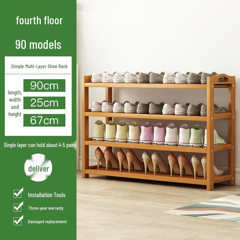 Camphor Bamboo Multi-layer Shoe Rack - Space-saving Floor Storage Cabinet for Dormitory Entrance