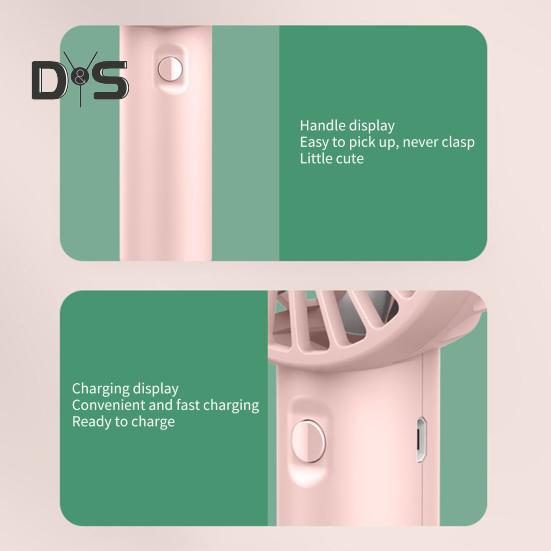 Ventilator mic de mână, cu 3 setări de viteză, flux de aer puternic, zgomot redus, ventilator de buzunar reîncărcabil prin USB, cu baterii