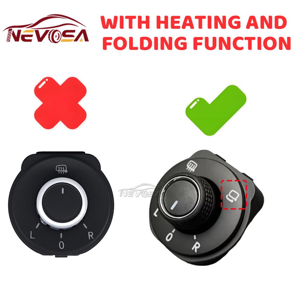 

6RD959565D For Volkswagen VW POLO 6R 2011-2018 Up 2015 Electric Rear View Mirror Adjuster Control Switch Heat Fold Knob Button VW Polo 6R 11-18