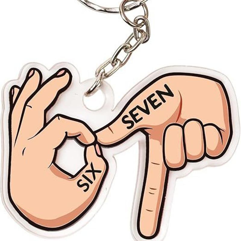 10PCS Funny Six Seven Keychain Viral 67 Meme Acrylic Keychain for Teens Funny Gag Gift for Friends Backpacks Charm Accessories