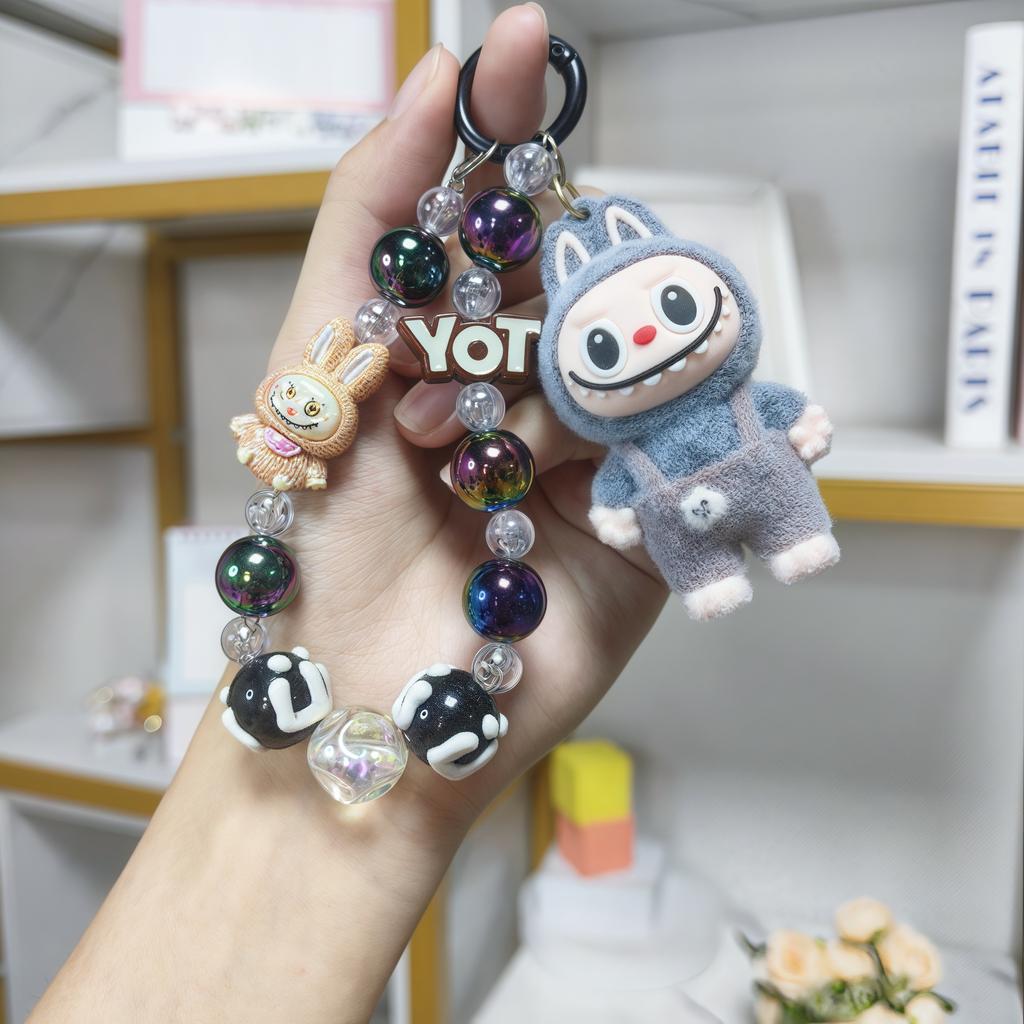 Cartoon Soft Rubber Flocked Rag Keychain Bag Pendant Blind Box Trendy Cool Rag Mobile Phone Chain Couple Small Gift