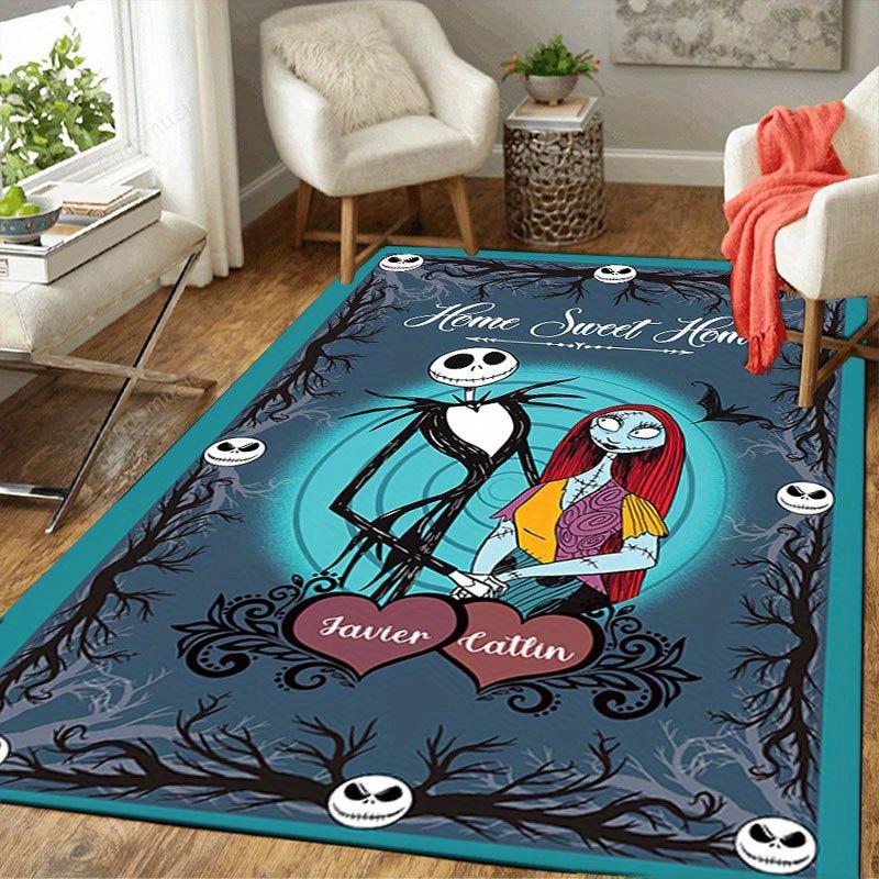 1pz Tappeto Area Tappeto con Fantasia Jack Skellington Antiscivolo Lavabile a Mano Tappetino per Pavimento Adatto per Soggiorno Camera da Letto Decorazioni per la Casa Decorazioni per la Stanza