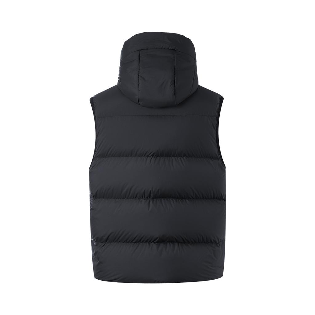 Li Ning China Color Series Solid Color Zipper Hooded Comfortable Breathable Down Vest Men Vest Dark-Gray AMRU069-1