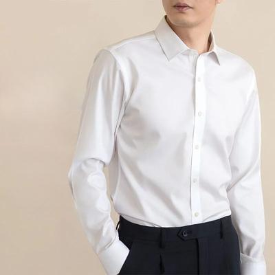 Heren Zomer Moerbeizijde Shirt: Effen kleur, strijkvrij lange mouw, kreukvrije stijl voor business casual & professionele kleding