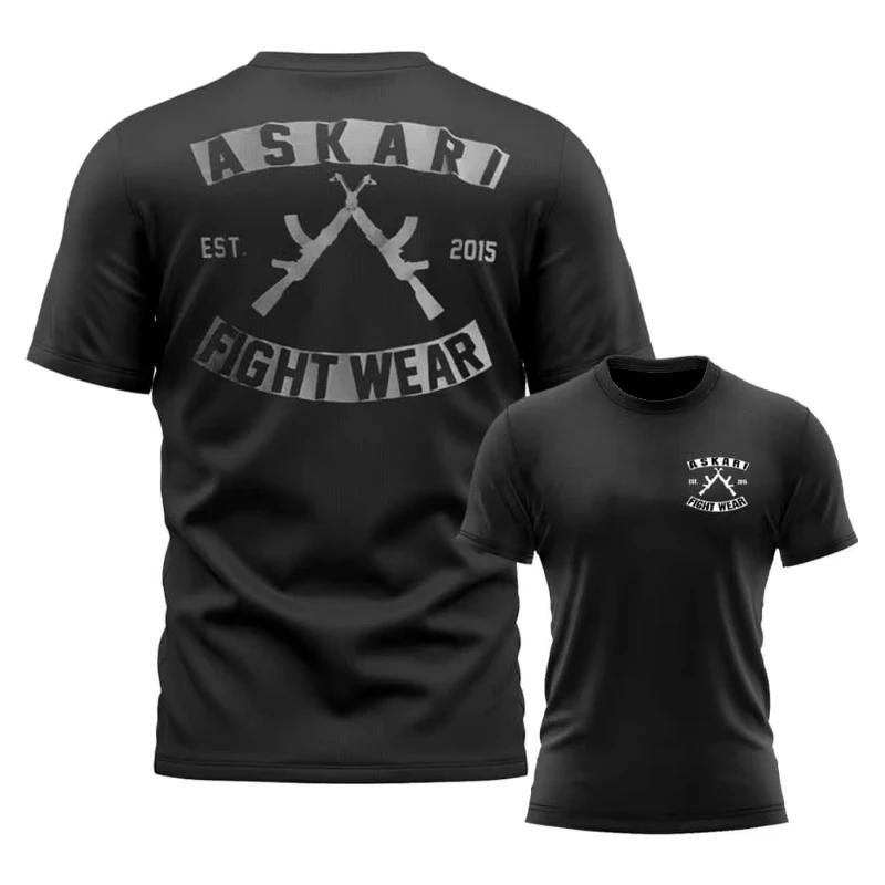 ASKARI Boxing Fighting Men's T Shirt Summer Sports Fitness Breathable Round Neck Short Sleeve Outdoor Trainning Clothing Moto