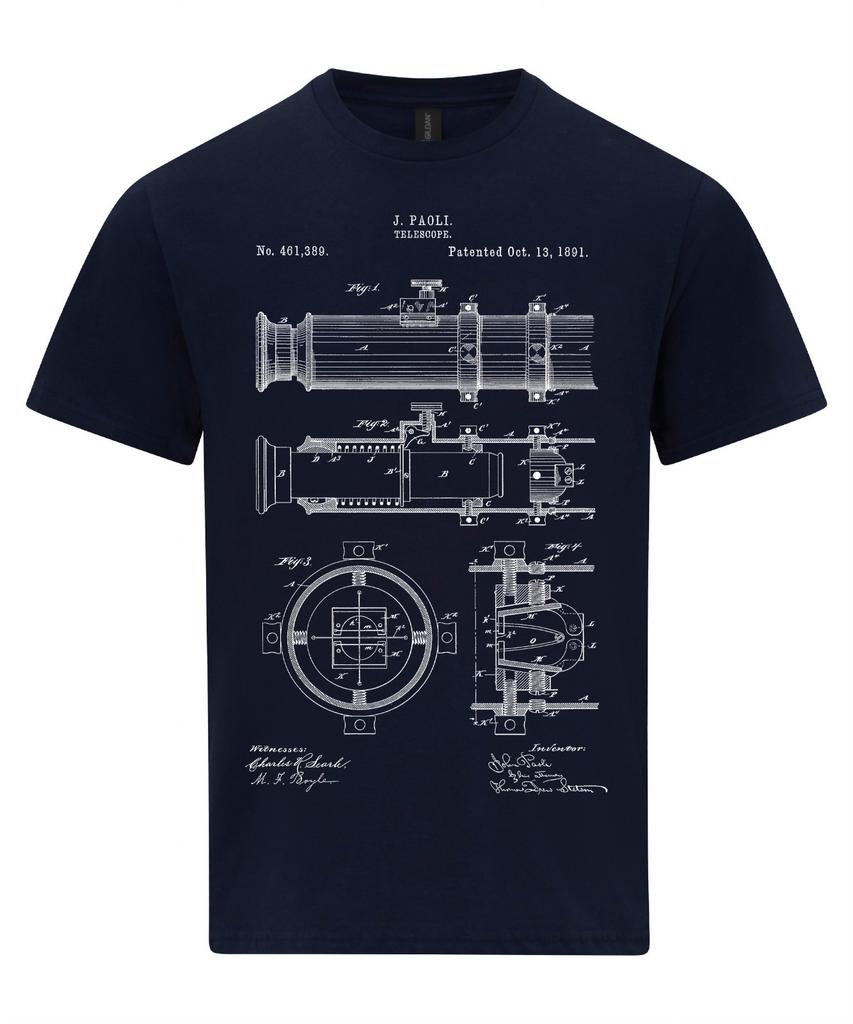 Teleskoop 1891 Patendijoonis Astronoomia T-särk