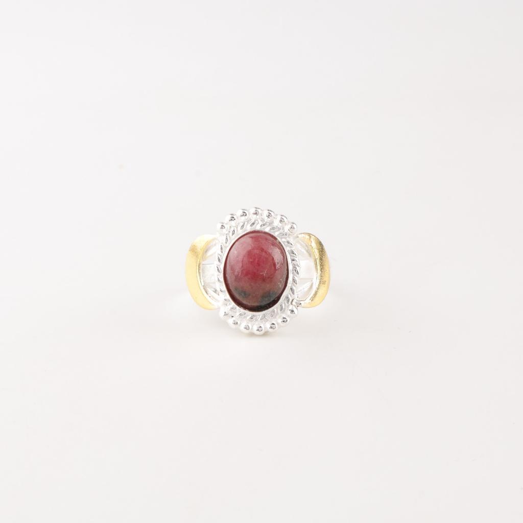 Schwarzer Rhodonit Edelstein 925 Gestempeltes Silber Schmuck Handgefertigt Heilstein Ring RR-61-22