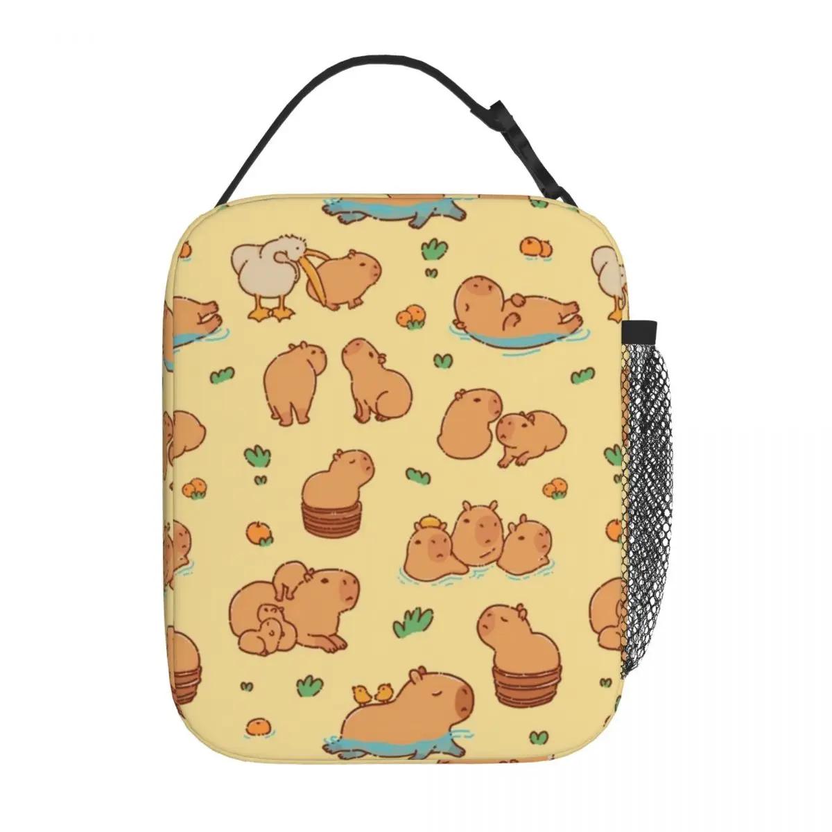 

Capybara изолированные сумки для ланча водонепроницаемые сумки для пикника термохолодильник ланч-бокс сумка для ланча для женщин работа дети школа 26x21x11CM слоновая кость