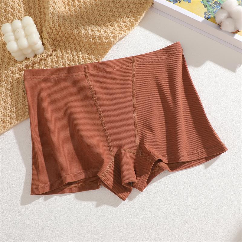 S-XXL Cotton Boyshorts Underwear for Women Stretchy Breathable Panties Sexy Striped Low Waist Shorts Ladies Solid Color Lingerie