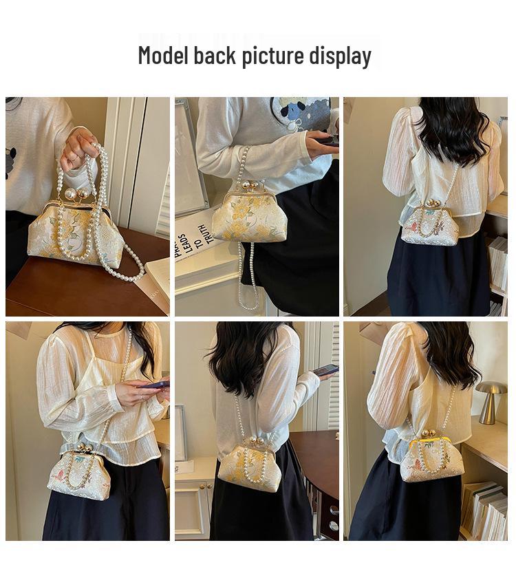 2026 Pearl-Embellished Qipao-Style Handheld & Crossbody Embroidered Bag