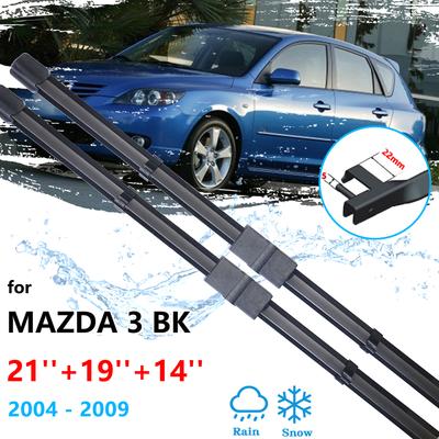 For Mazda 3 BK 2004 2005 2006 2007 2008 2009 Hatchback Frameless Front Rear Back Wiper Blades Cutter Set Auto Replacement