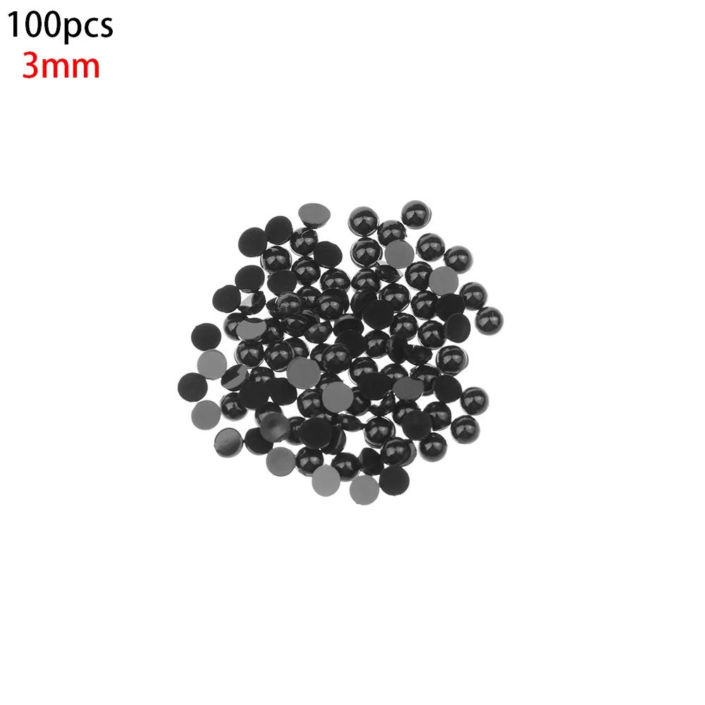 100Pcs DIY 3-12mm Round Flat Black Eyes Plastic Eyes Eyes for Dolls Making Doll Toys Teddy Bear Eyes Doll Eyes Accessories