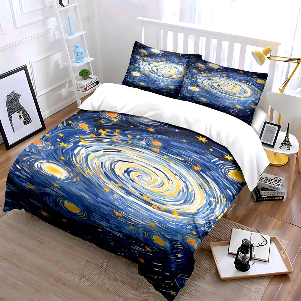Starry Night Themed Bedding Set Bedding set (1 duvet cover, 2 pillowcases, duvet not included)